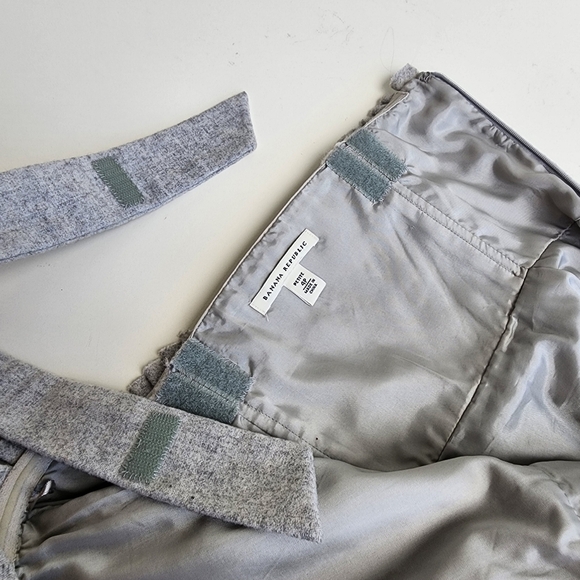 Banana Republic Gray Wool Jewel Yellow Wide Straps Dress Belted Petite 4P - Picture 6 of 16